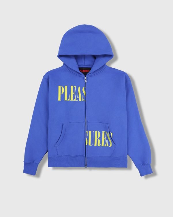 PLEASURES SPLIT ZIP HOODIE BLUE