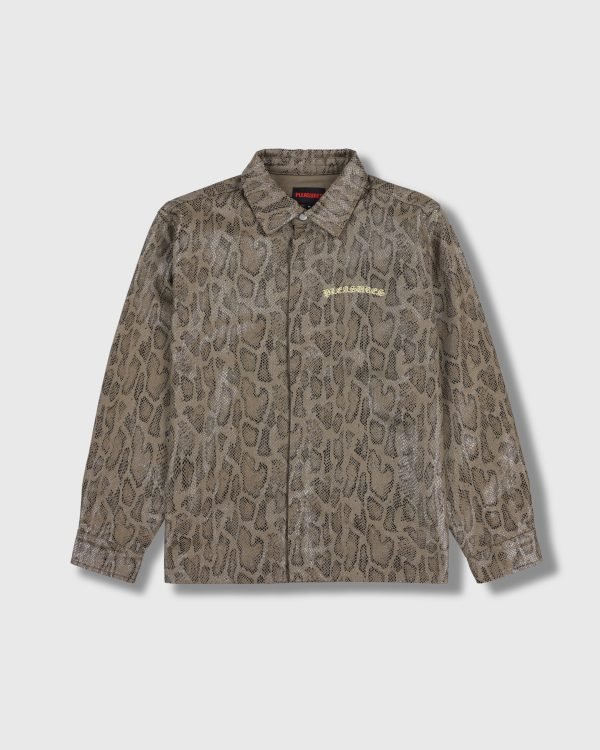 PLEASURES ANACONDA OVERSHIRT BROWN