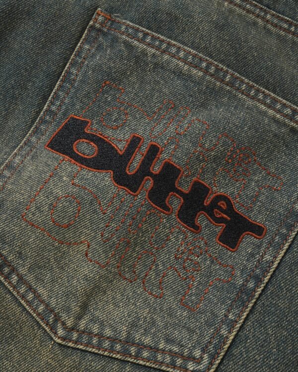 Butter Goods Warped Denim Shorts Dirty Wash Indigo - immagine 3