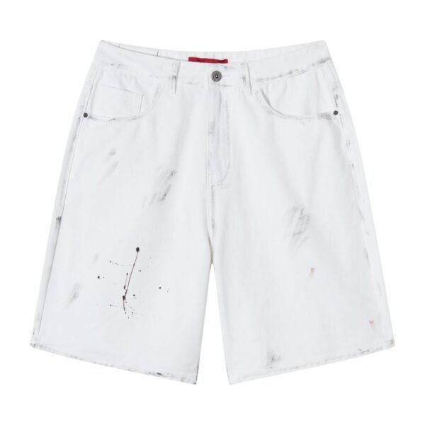 Acupuncture Painter Denim Shorts White