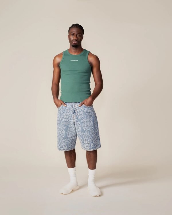 Daily Paper Mid Blue Macrame Denim Shorts - immagine 3