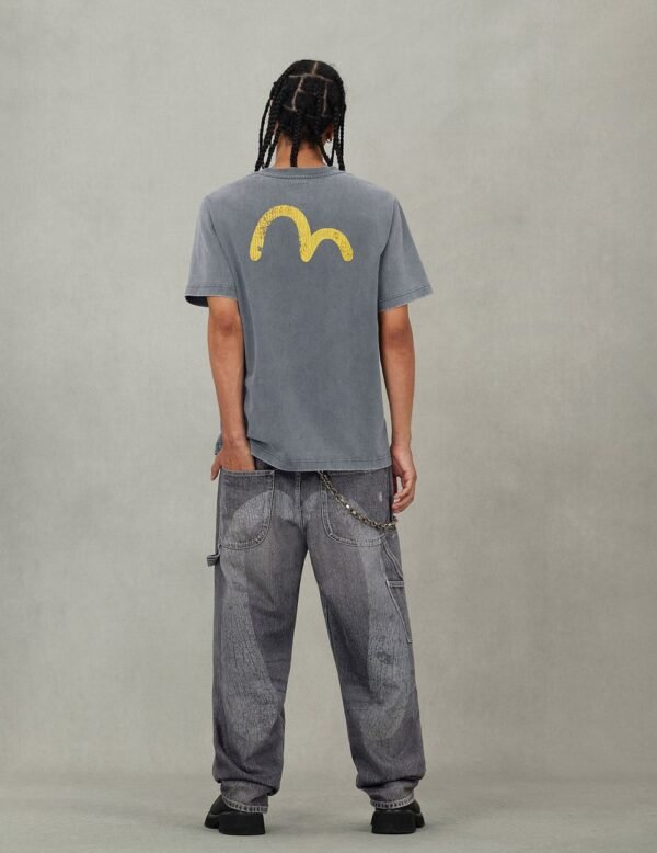 Evisu Washed And Distressed Daicock Print Grey - immagine 3