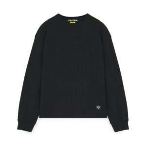 Iuter Label Ribbed Ls Tee Black