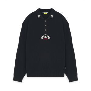 Iuter Floral Knit Polo Black