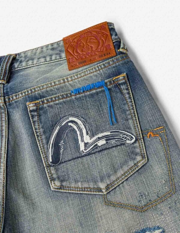 Evisu 7 Pocket Design With Seagull Embroidery Washed Indigo - immagine 3