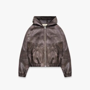 Reternity Hooded Leather Jacket Vintage Brown