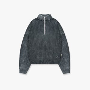 Reternity Washed Knit Half Zip Acid Black