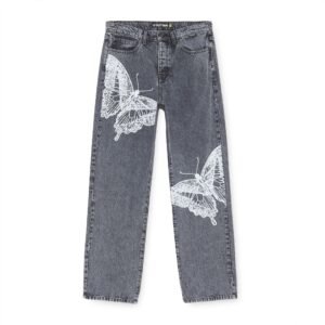 Iuter Butterfly Loose Denim Pants Greybleach