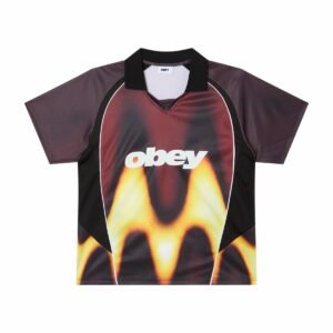 Obey Blurred Soccer Jersey Burnt Red Multi