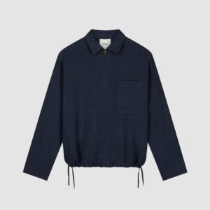 Arte Linen Quarter Zip Pullover Navy