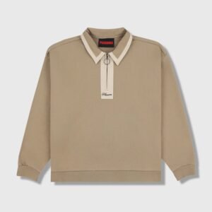 Pleasures Drift Zip Polo Tan
