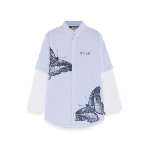 Iuter Butterfly Stripes Double Ls Shirt Light Blue