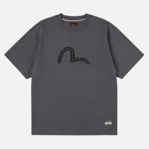Evisu Seagull Printed Metal Studs Tee Charcoal